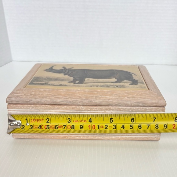Vintage Kimberly Enterprises Art Tile Rhinoceros Jewelry Music Box - Picture 10 of 12